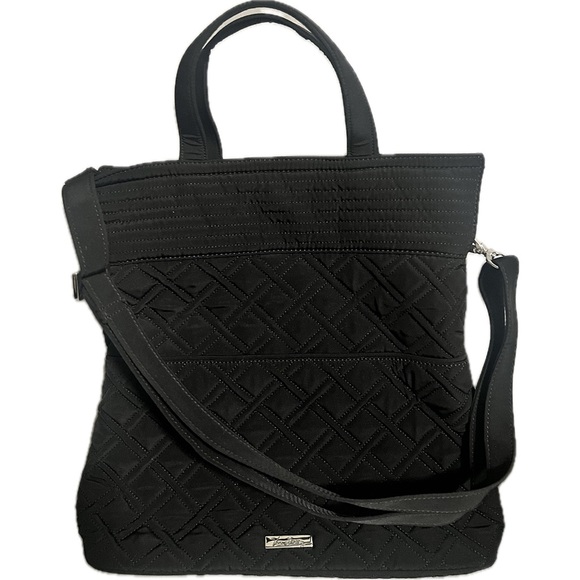 Vera Bradley Handbags - Vera Bradley Black Quilted Tote with Detachable Convertible Crossbody Strap